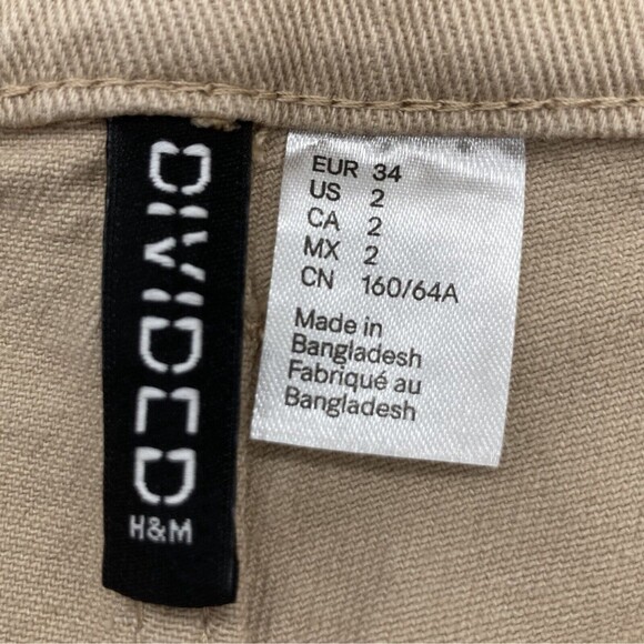 H&M Divided Womens Size 2 Denim Pants High Rise 5 Pocket Design Button Zip Beige - Picture 3 of 12